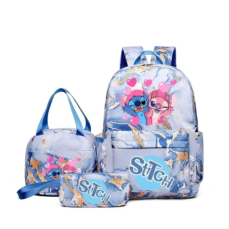 Set di zaini con stampa anime Lilo & Stitch da 3 pezzi, con tote e custodia, zaino da esterno leggero e traspirante di grande capacità
