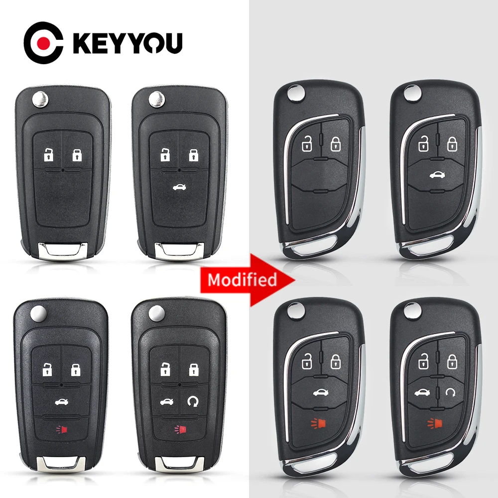 Keyyou capa dobrável modificada para chave remota de carro, 1 peça, para chevrolet cruze epica lova camaro impala hu100