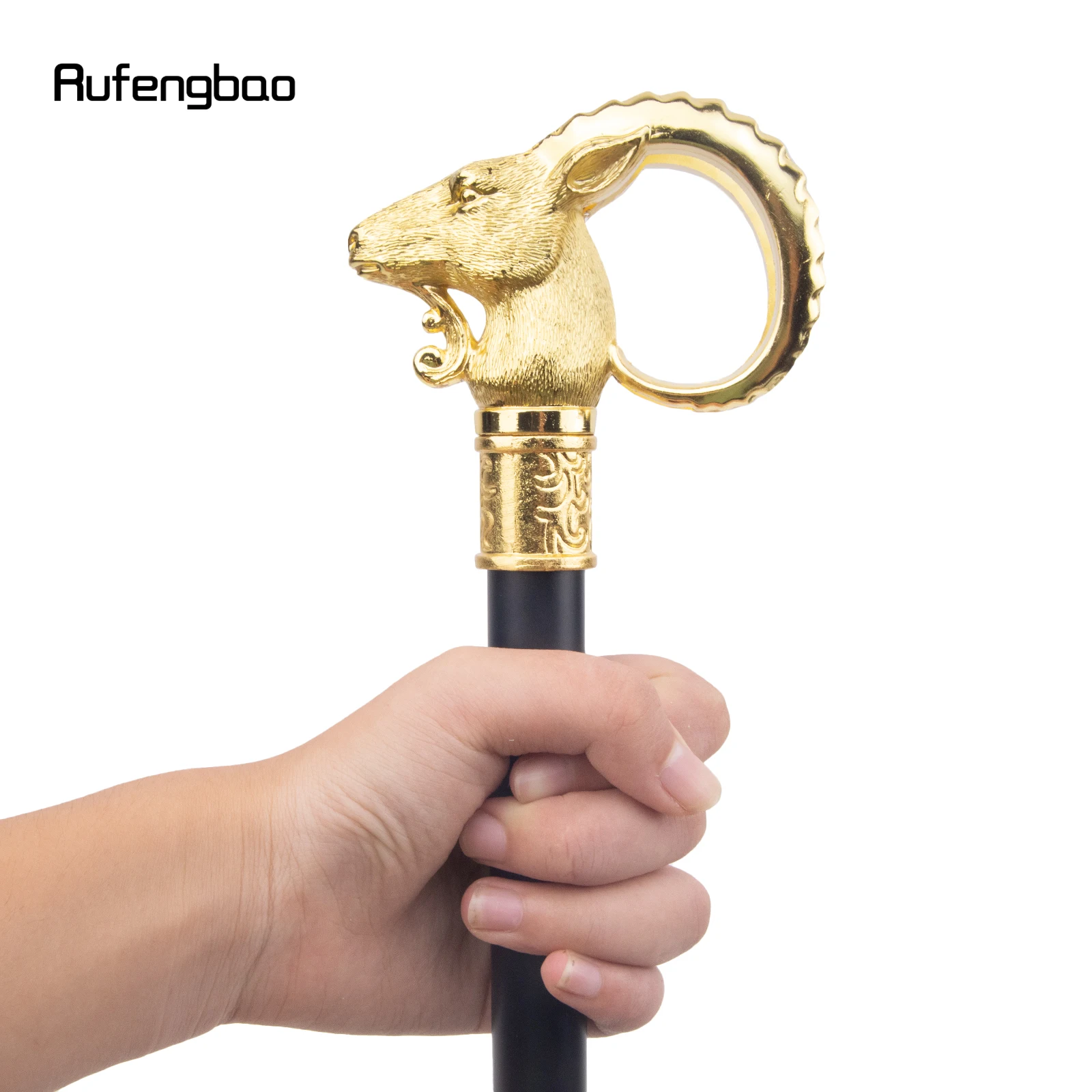 Goldene Ziege Schaf Tier Single Joint Gehstock mit versteckten Platte Selbstverteidigung Mode Rohr Cosplay Crosier Stick 91cm