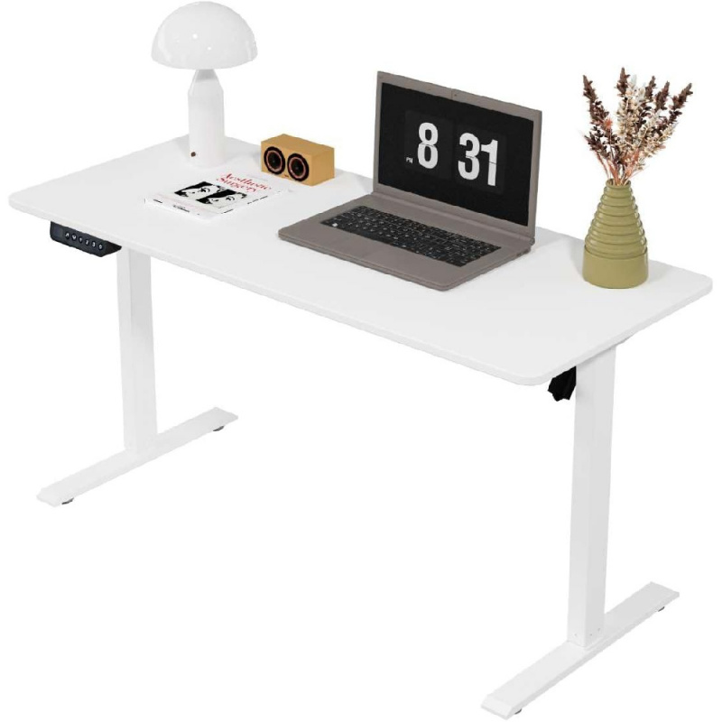 Höhenverstellbarer Schreibtisch, 100 x 60 cm, elektrisch verstellbarer Computertisch, Stehschreibtisch (weiß, 100 x 60 cm)