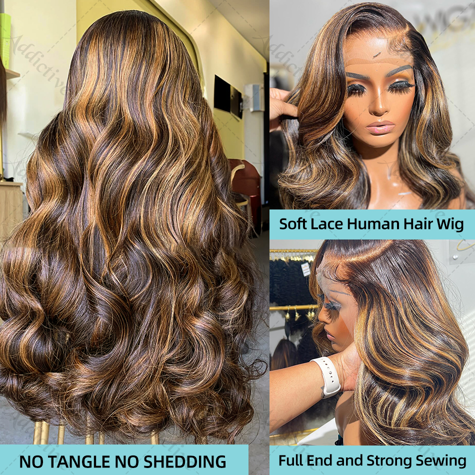 30 40 pulgadas 4/27 resaltar la onda del cuerpo 13x4 pelucas frontales de encaje de cabello humano 250 de densidad de color Ombre 13x6 HD peluca con malla Frontal para mujeres