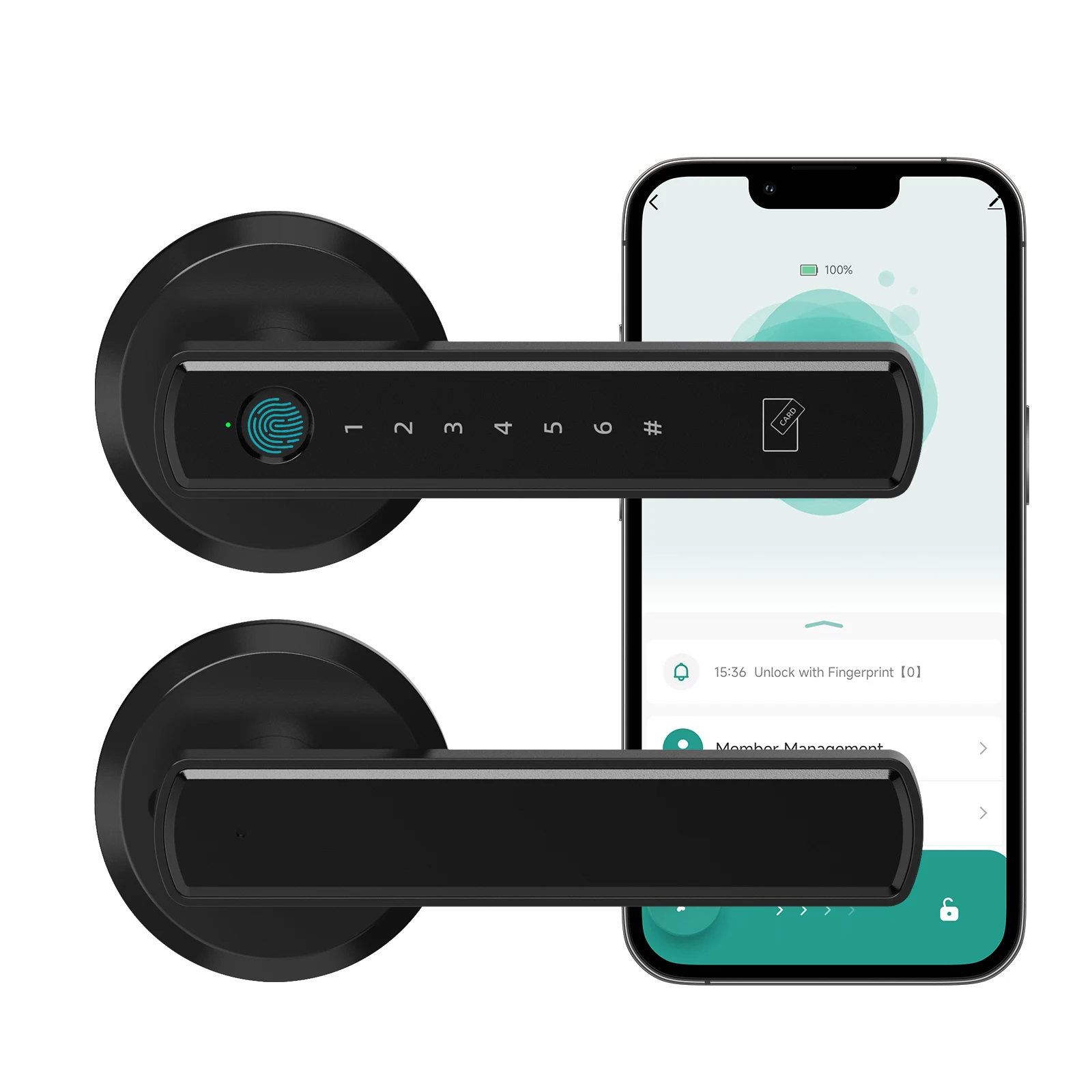 Viladepot Handle Shaped Smart Lock Fingerprint Door Lock App Control Passcode Unlock Electronic Touchscreen Keypad Indoor