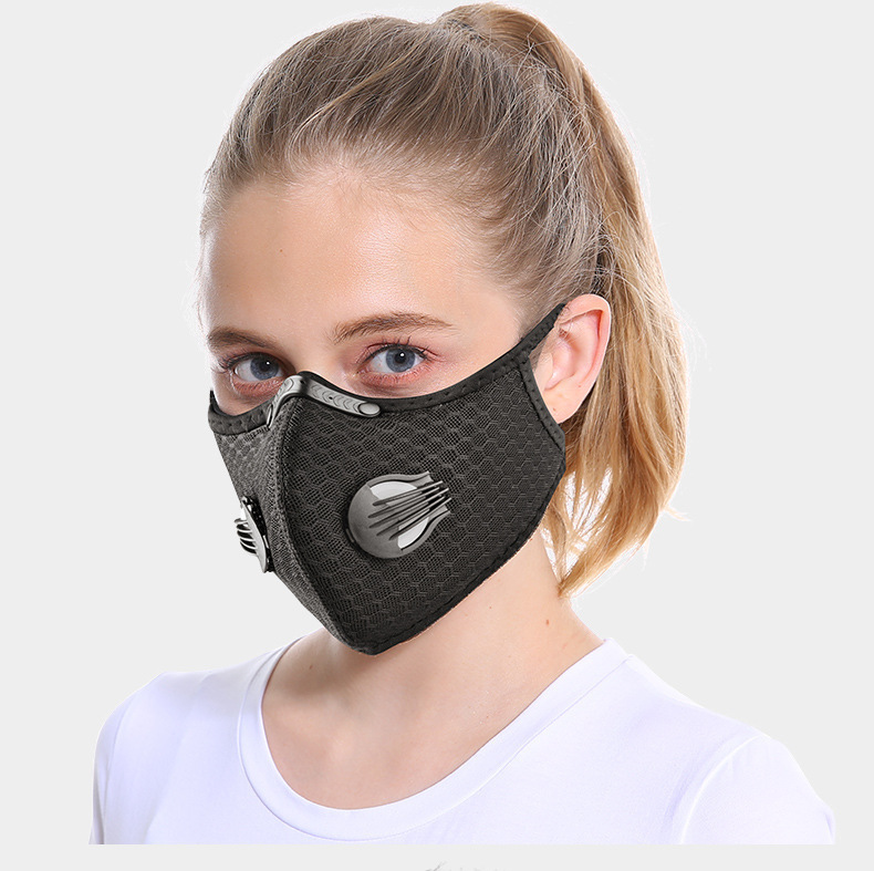 Máscara contra poeira reutilizável, lavável e à prova de vento com válvula respiratória e 5 chips de filtro para ciclismo e atividades ao ar livre