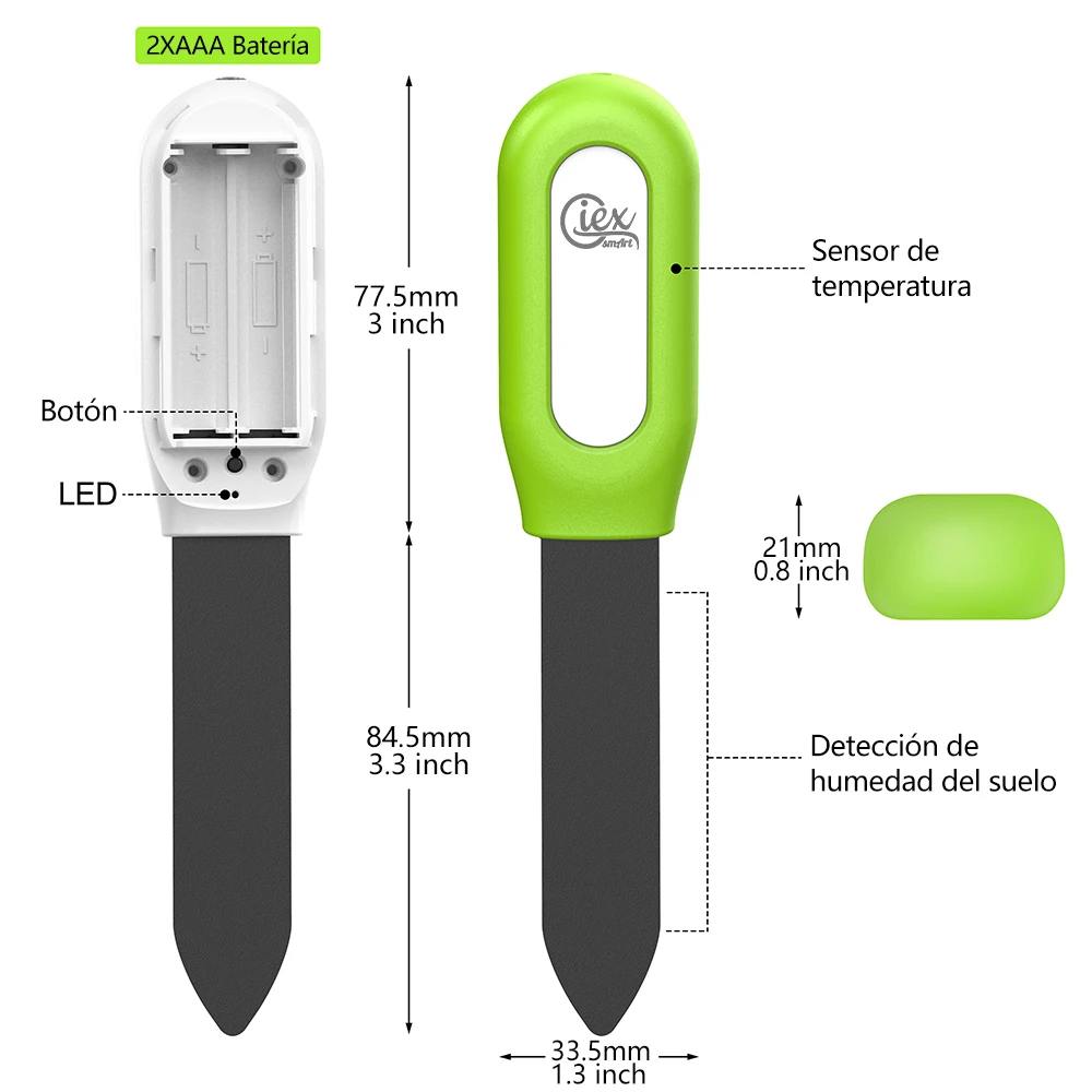Sensor de Humedad del Suelo Capacitivo WiFi & Zigbee, Medidor de Humedad de Plantas y Probador de Temperatura Compatible con TUYA 2MQTT ZHA