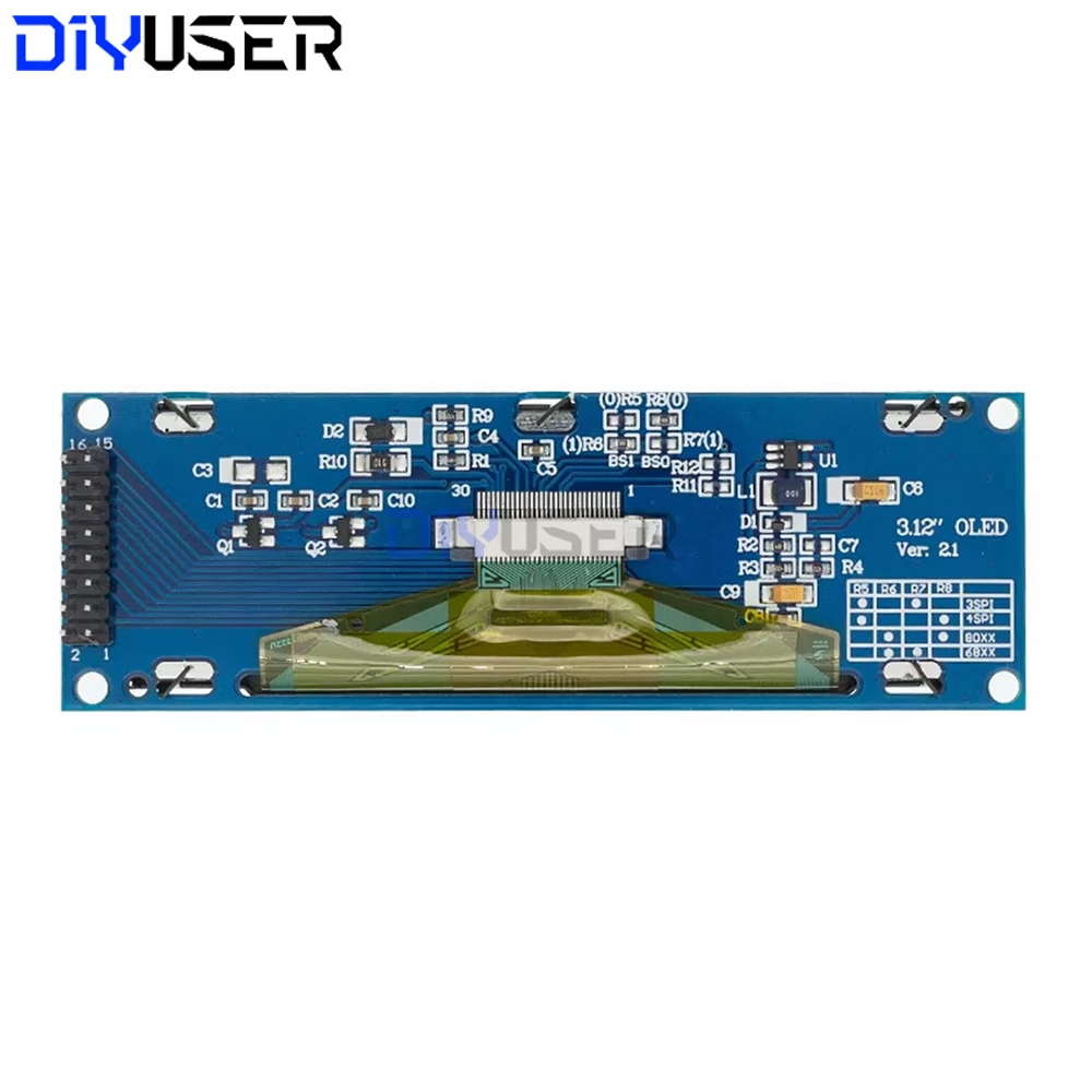 Módulo de pantalla OLED de 3,12 pulgadas SSD1322 256x64 para Arduino STM32 Raspberry Pi, interfaz SPI I2C con cabezal de Pin presoldado