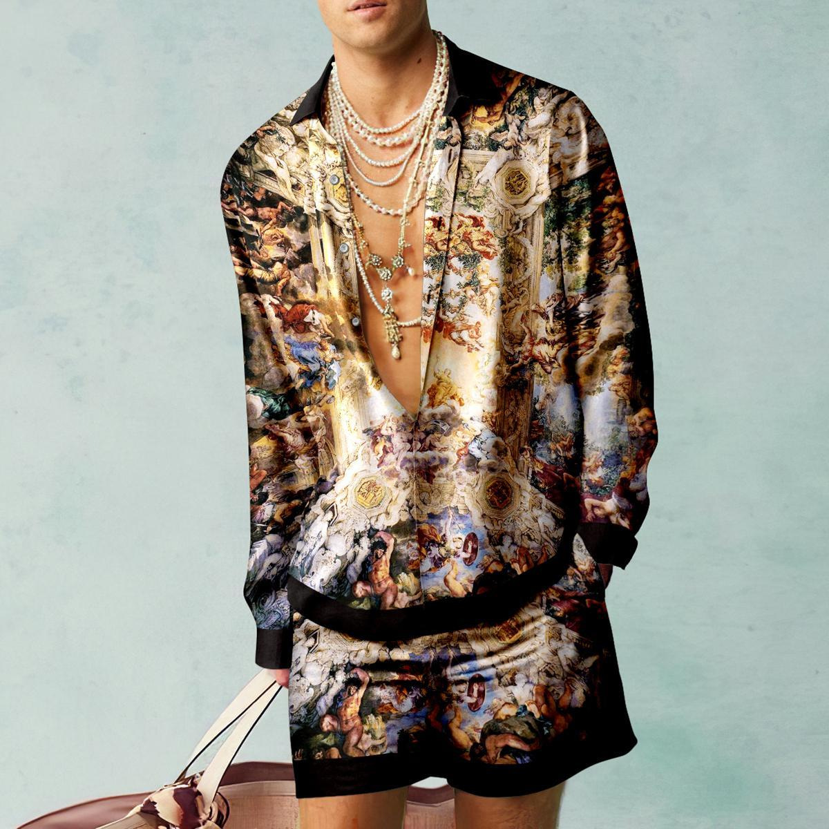 創造性シャツセット 3D プリント男性カジュアルファッション半袖シャツ特大ビーチショーツ夏のストリートスーツ服