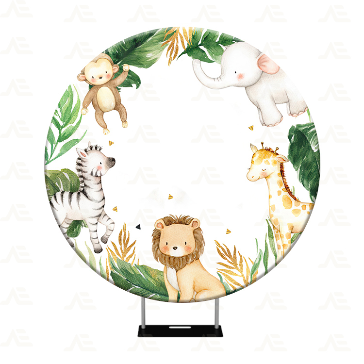 라운드 웨딩 용품 장식 배경 스탠드 디스플레이, 생일 파티 이벤트, 베이비 샤워 배경, 커스텀 로고, 6.5 피트