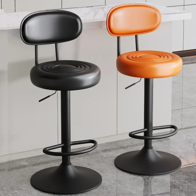 Swivel Adjustable Height Bar Stool Backrest Minimalist For Home Pub Reception Cashier Counter Modern High Seat Stool