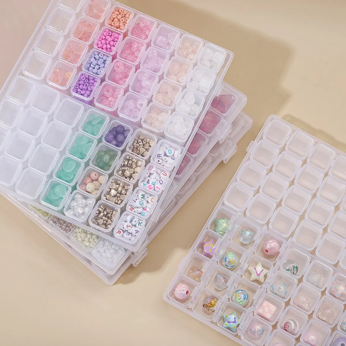 1pc56 Adjustable Plastic Nail Accessories Storage Box Tool Box Detachable Box Independent Grid Small Accessories Storage Box