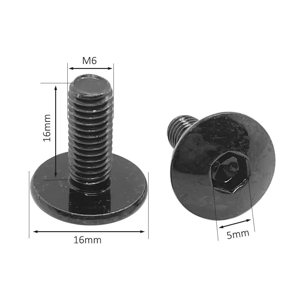 10pcs Black Large Flat Head Hexagon Socket Screws Bolts M6 Anti-rust Black Zinc Plating for Motorcycle Moped Scooter Tail Plates