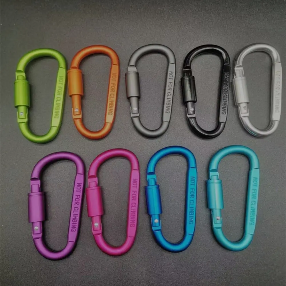 LLavero de hebilla de seguridad de aleación de aluminio Multicolor con bloqueo, botón de escalada, mosquetón en forma de D, gancho para deportes al aire libre, Camping y senderismo