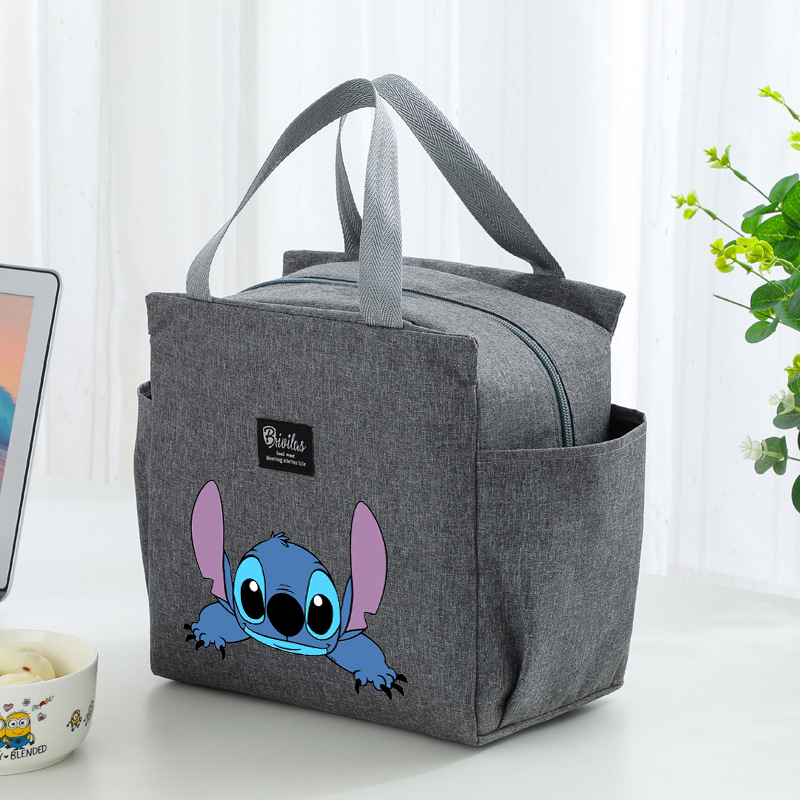Stitch Insulated Lunch Bag - Waterproof Oxford Cloth, Aluminum Foil, Portable & Reusable Square Tote for Work, School, Picnic