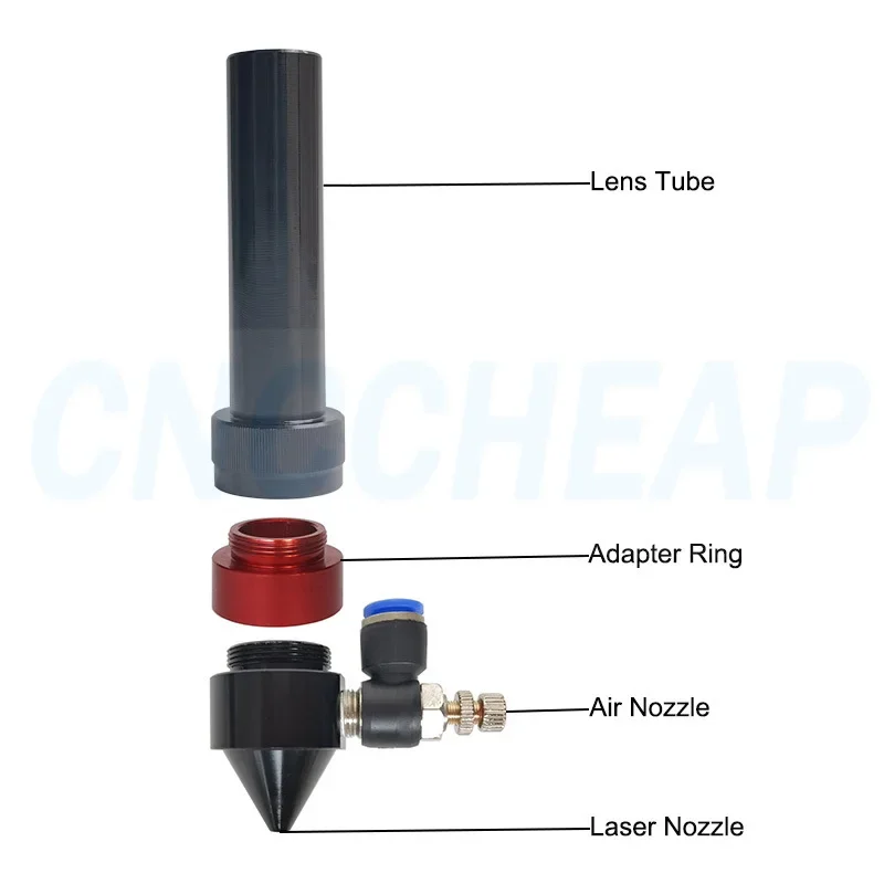 CO2 Laser Lens Tube Outer Diameter 25mm 24mm 22mm 21mm for Lens Dia.20mm FL 50.8/63.5/101mm Air Nozzle Output Laser Machine