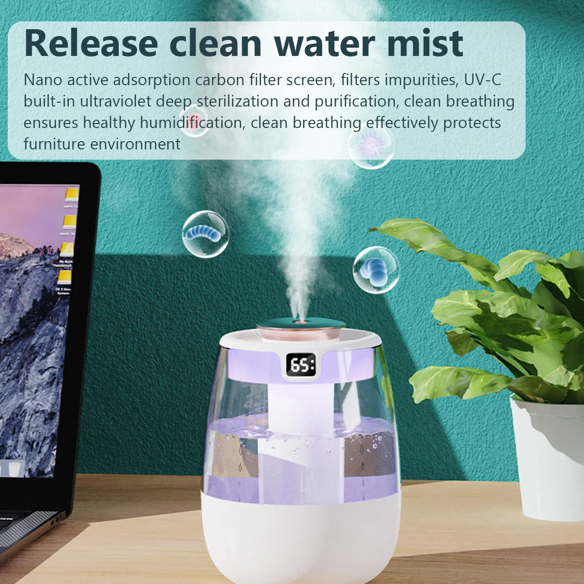 1.3L Luchtbevochtiger Dubbele Spray Poort Cool Mist Maker Geurverspreider Home Office Essentiële Olie Aroma Humidificador Purifier