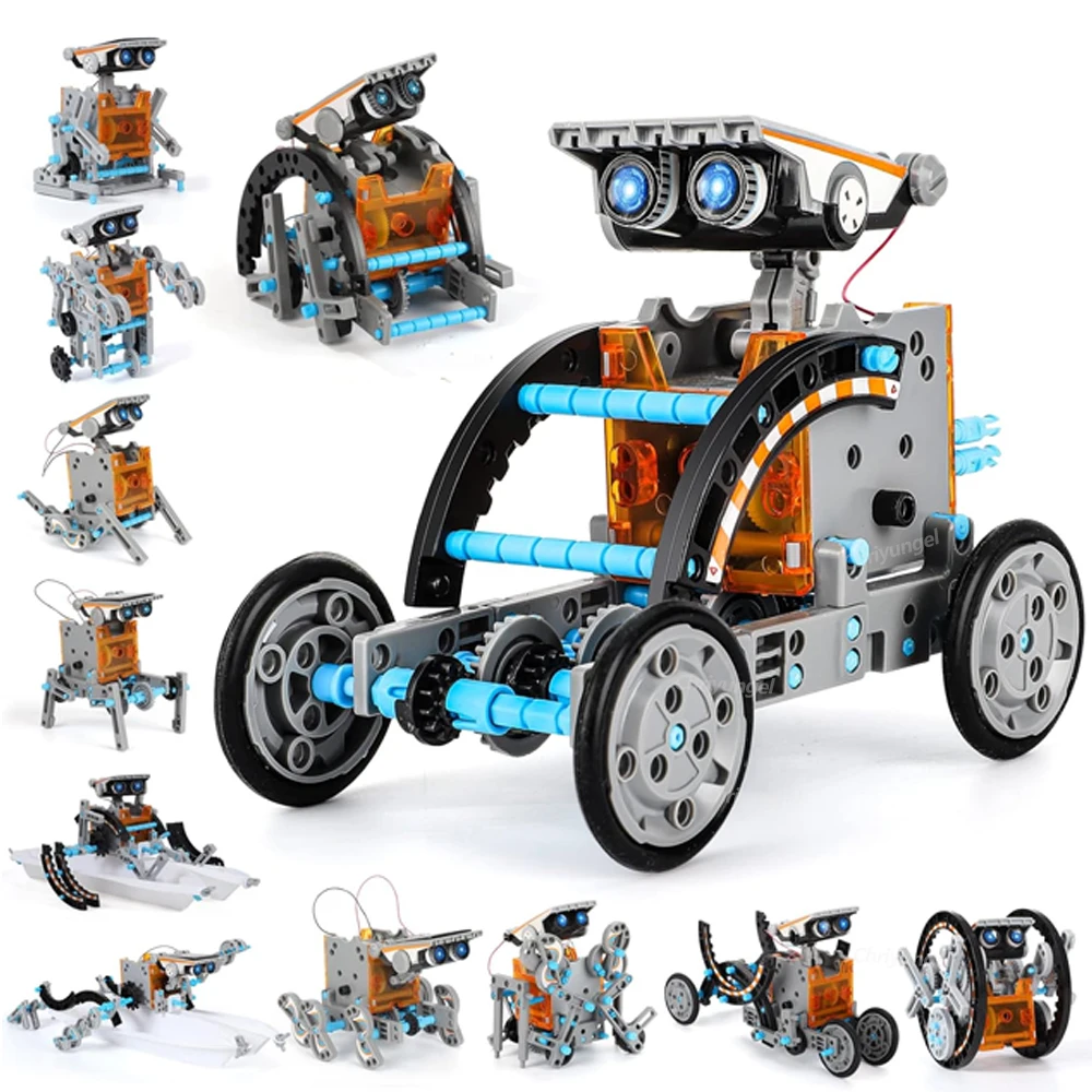 Kits de robots solaires 13 en 1, bricolage, Kits d'expérimentation scientifique, jouets éducatifs STEM pour enfants de 8 ans et plus, ensemble robotique à énergie solaire