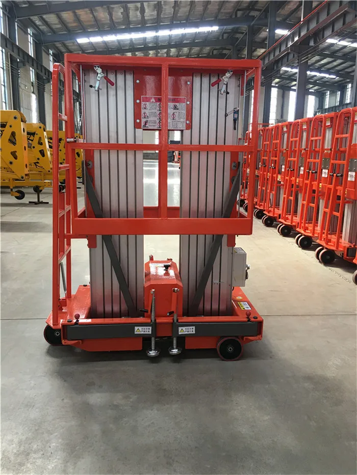Plataforma de trabajo aéreo de elevación eléctrica hidráulica, escalera, andamio de aluminio de un solo mástil, Manlift