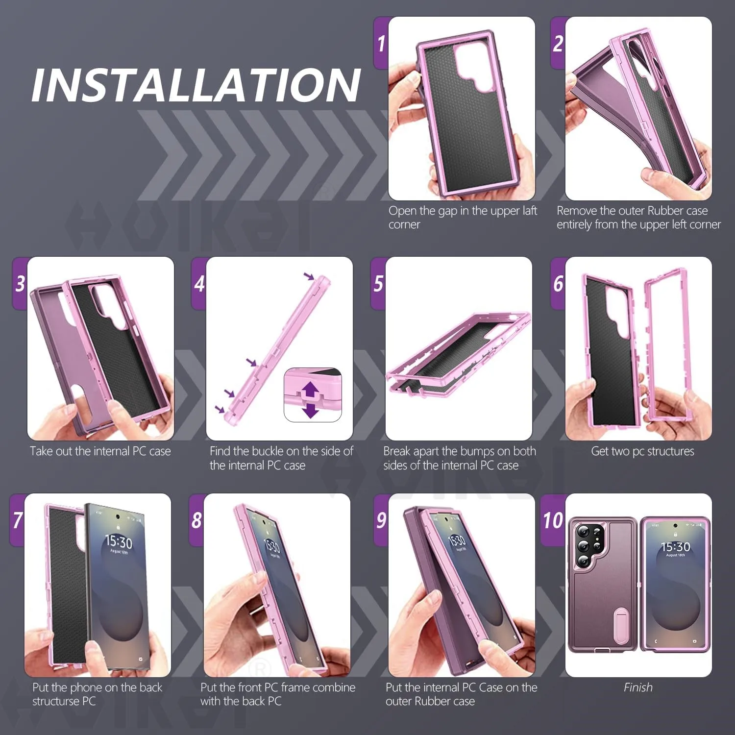 Funda para Samsung Galaxy S24 Ultra S23 S22 A54 A15 A14, carcasa de cuerpo completo 3 en 1 a prueba de golpes, resistente, antiarañazos, resistente