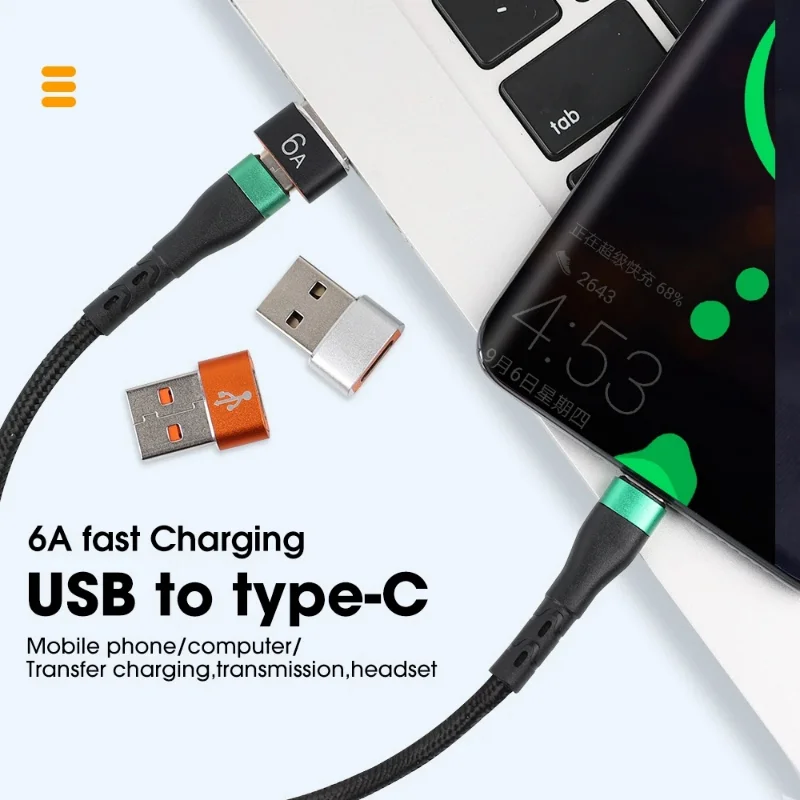 Adaptador NNBILI 6A USB a tipo C OTG 120W USB-C macho a tipo c hembra convertidor de cargador para Macbook Samsung adaptador de transferencia de datos