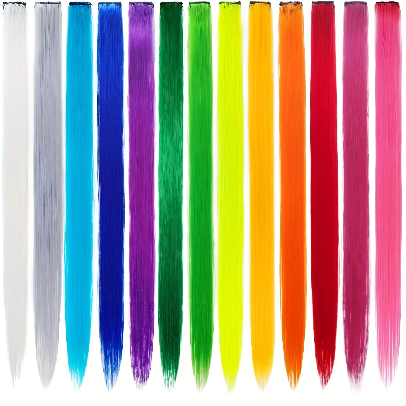 13 cores coloridas festa destaque clipe em extensões de cabelo reto para meninas 22 Polegada y2k multi-cor cabelo sintético postiços