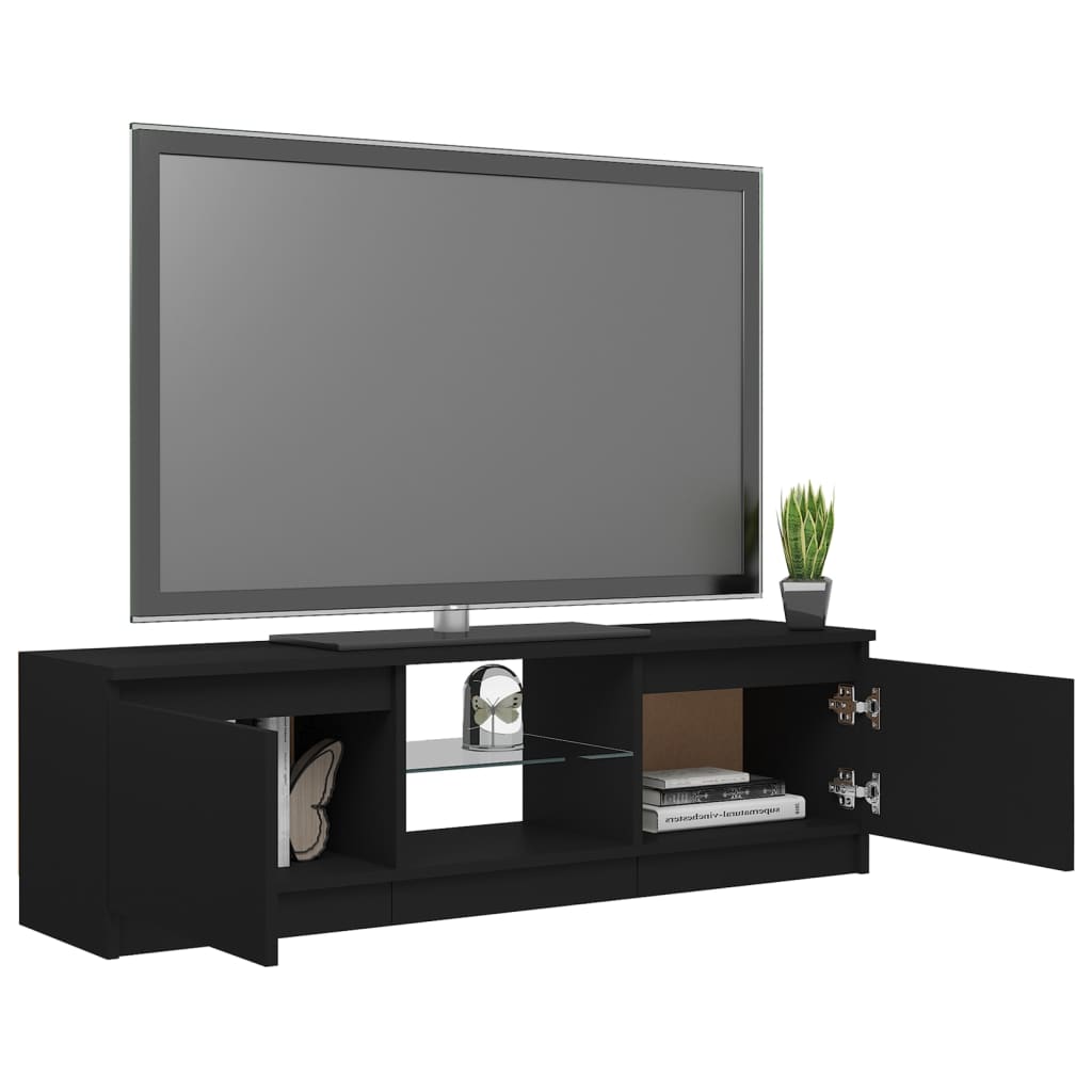 Armoire TV avec éclairage LED, noir, 120x30x35,5 cm