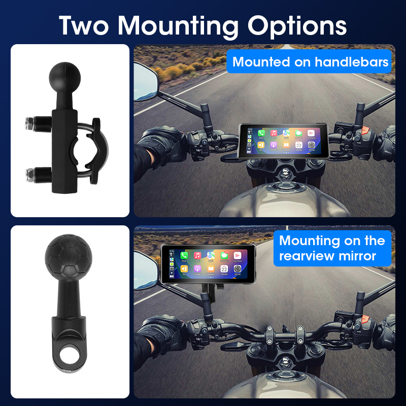 Jmcq 6.86 "motos navegação sem fio carplay & android auto portátil display inteligente gps ipx7 à prova dwaterproof água câmera de gravação hd