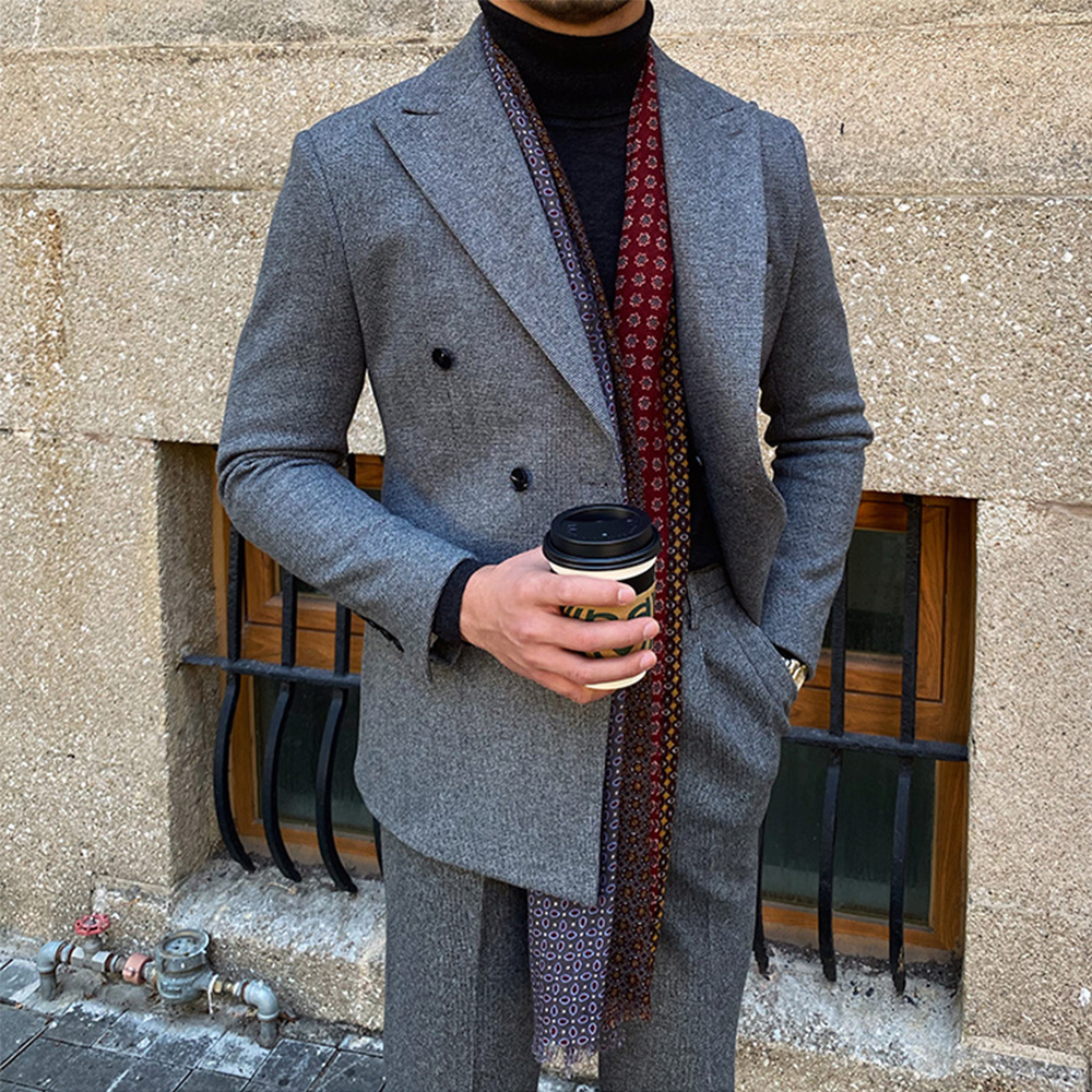 Terno masculino 2 peças negócios formal casual duplo breasted fino ajuste ternos festa vestido de casamento traje masculino terno