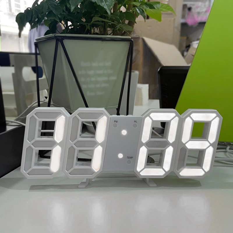 Reloj digital LED 3D reloj luminoso de moda Reloj de pared multifuncional creativo USB enchufe electrónico decoración del hogar