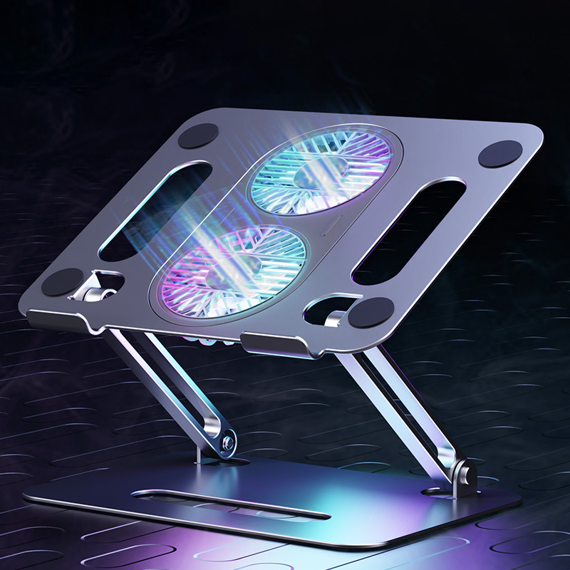 MUMUCC พับคู่ชั้นเก็บของขนาดใหญ่พัดลมโลหะ Cooling ขาตั้งแล็ปท็อปพกพาเฟอร์นิเจอร์สำนักงานเกมการศึกษาตารางตาราง