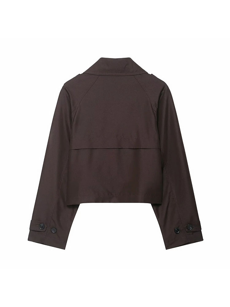 Mode Revers Korte Trenchcoats Vrouwen Double Breasted Zakken Jassen Vrouwelijke Herfst Winter Nieuwe Office Lady Solid Uitloper ﻿