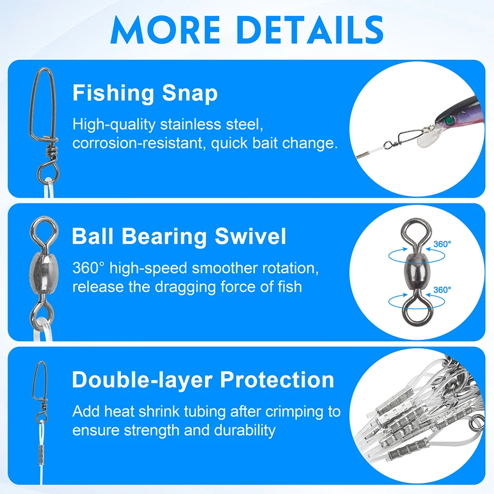 10 Uds. Líderes de pesca de fluorocaron 20LB-50LB línea líder de alambre de fluorocarbono con giratorios y broches conectar aparejos señuelos aparejo o anzuelo