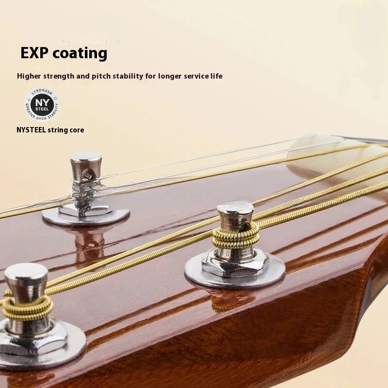 EXP26 11-52 cuerdas de guitarra acústica de bronce fosforado recubiertas ligeras 4x vida útil más larga con acero NY para fuerza y estabilidad de tono
