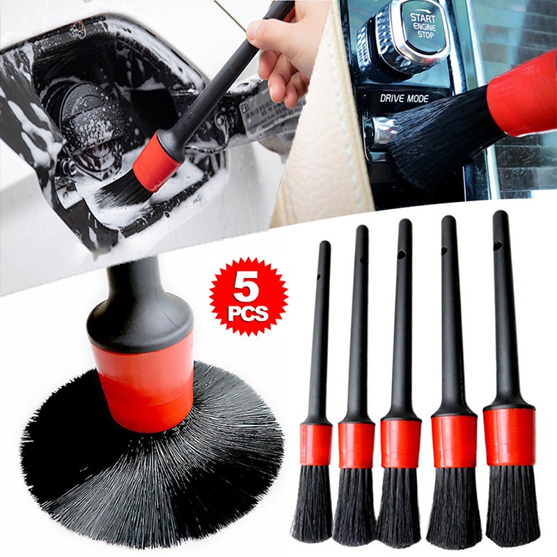5 pçs kit de escova de limpeza do carro detalhe automático escovas poeira para interior do carro detalhando escova conjunto roda jantes escova limpa ferramentas