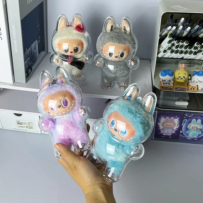 Для Labubu V3 большой в энергию защитный акриловый чехол, прозрачный портативный органайзер, коробка, утолщенная сумка для куклы, сумки-брелки
