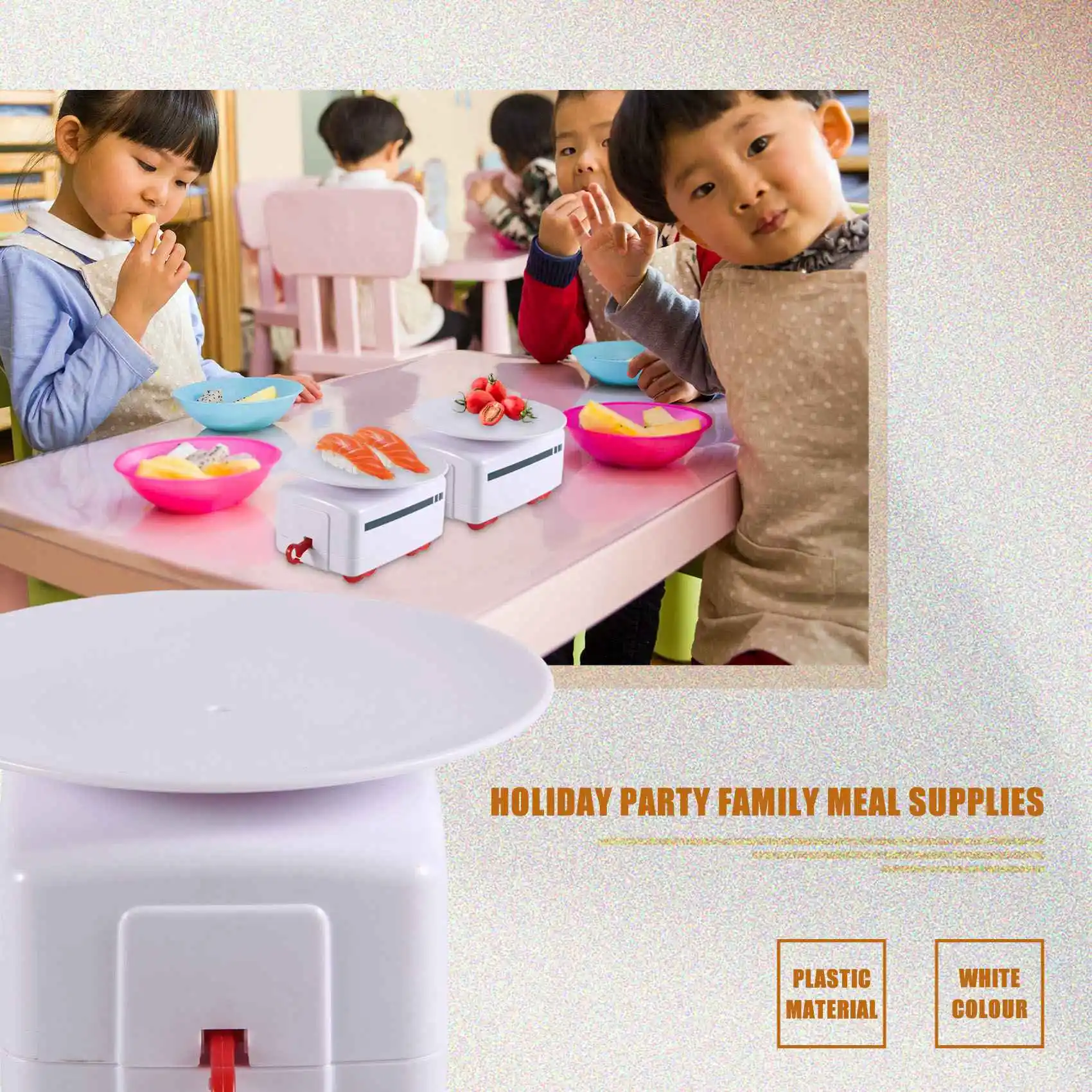 Sushi Train Rotary Sushi Toy Track Conveyor Belt Rotating Table Kid Food Train Set DIY Sushi Making Family Sushi Party B