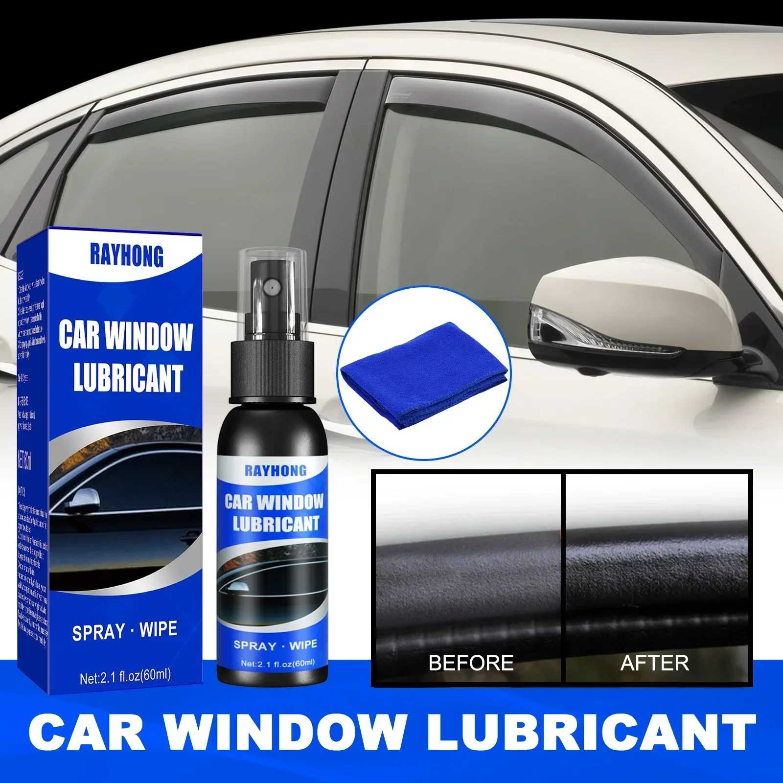 Lubrificante para janela de carro 60ml, tira de borracha para porta de carro, manutenção de suavização, elimina o ruído, ferramenta universal de reparo de produtos automotivos