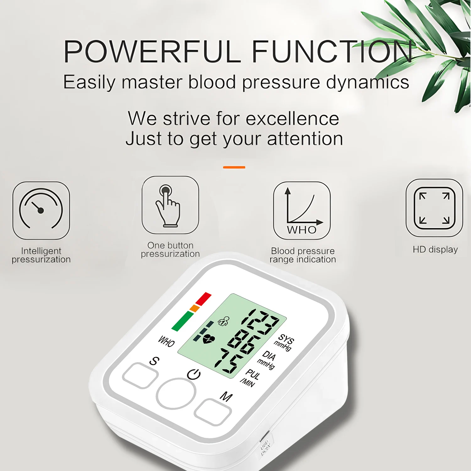Esfigmomanómetro de brazo para el hogar, esfigmomanómetro Digital LCD, Monitor de presión arterial