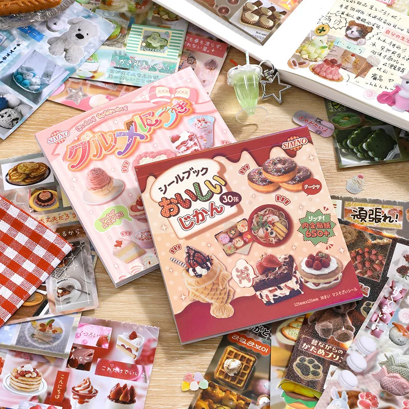 MINKYS 30 hojas/unid, pegatinas decorativas para pastel de alimentos bonitos, portátil, Kpop Toploader, libro de pegatinas, regalo para niños, papelería escolar