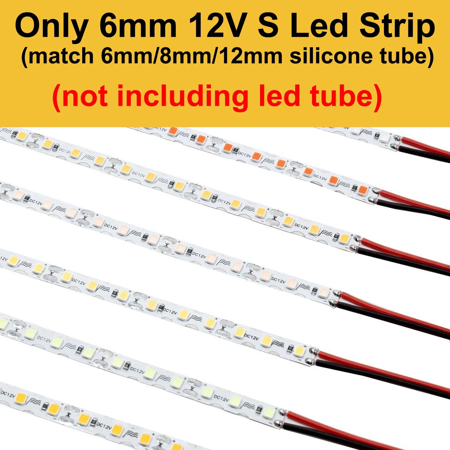 DC12V  S Shape LED Strip 6mm Width Bendable 2835SMD 120LED/m Flexible Foldable String Light DIY Neon Sign Letter 12Color 1m-100m