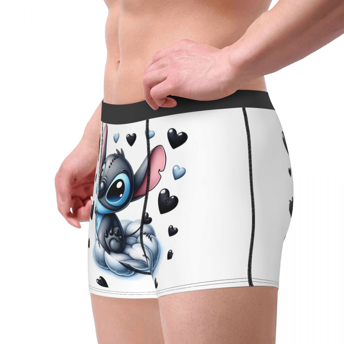 Boxer Lilo & Stitch Angel Love, pantalones cortos alternativos, bragas, calzoncillos, ropa interior para hombre, ropa interior transpirable bonita de dibujos animados para hombre de talla grande