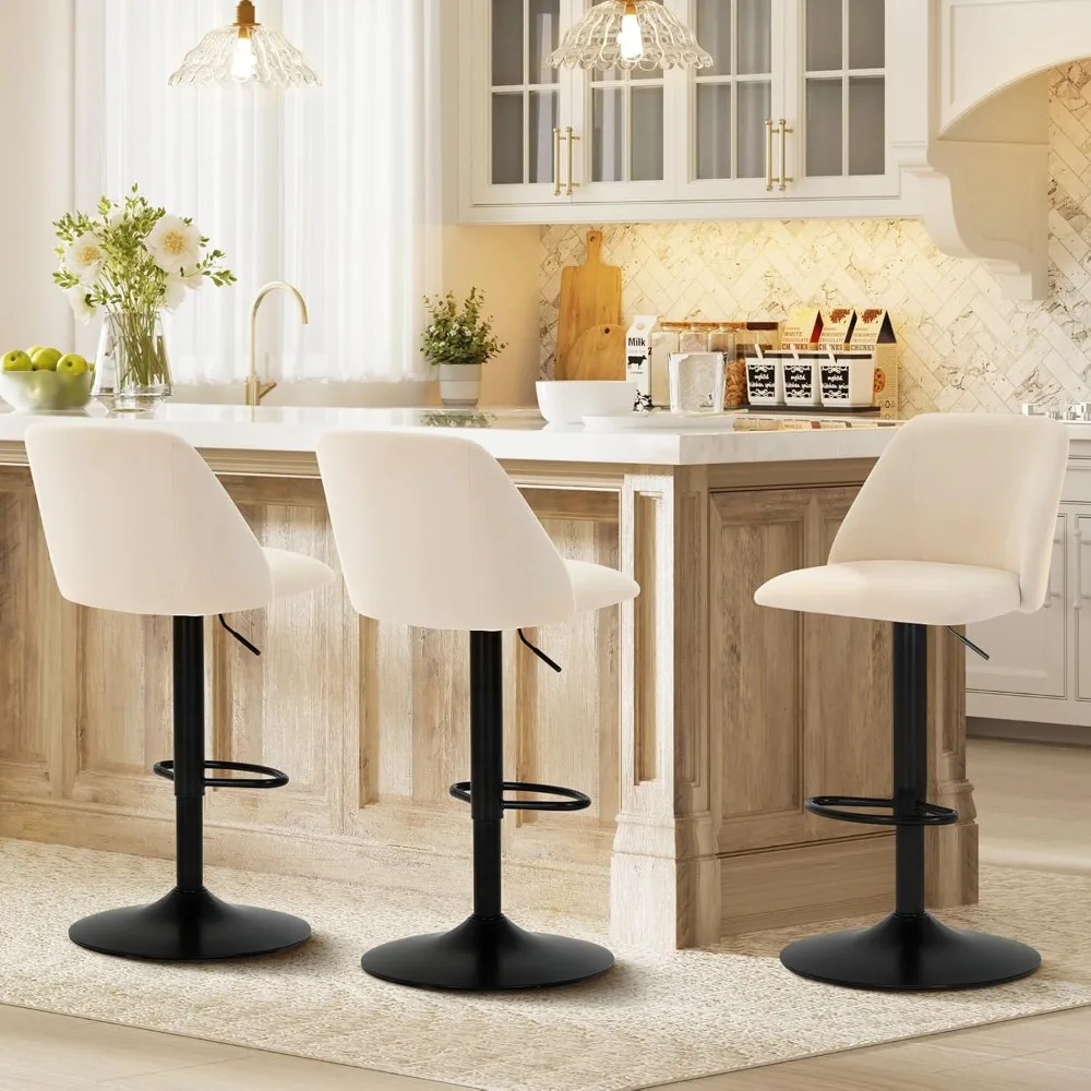 Adjustable Bar Stools Set of 2 or 4 or 6, Swivel Bar Chairs Barstool Counter Height Full Backrest for Bar Dining Room Kitchen