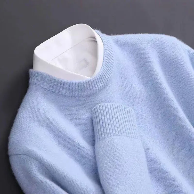 Hot Koop Kasjmier Heren Trui O-hals Gebreide Truien Lange Mouw Mannelijke Trui Zachte Warme Wollen Mode Kleding Big Size