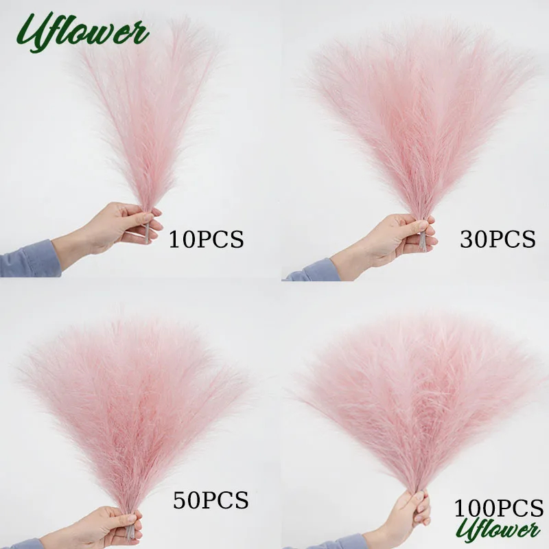15/30PCS 42CM Artificial Fluffy Pampas Grass Boho Decor, Fake Reed Plants for Wedding Home Party Living Room DIY Vase Decoration