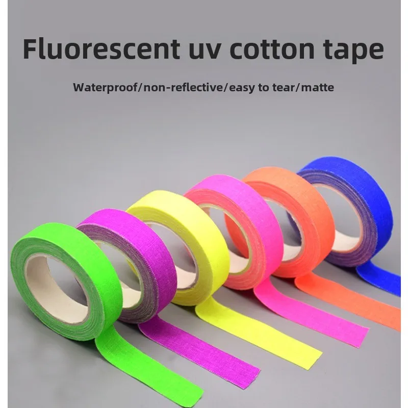 Neon fluorescent cloth tape, 5 meters, rainbow color, party, non reflective, glow in the dark, under black uv light