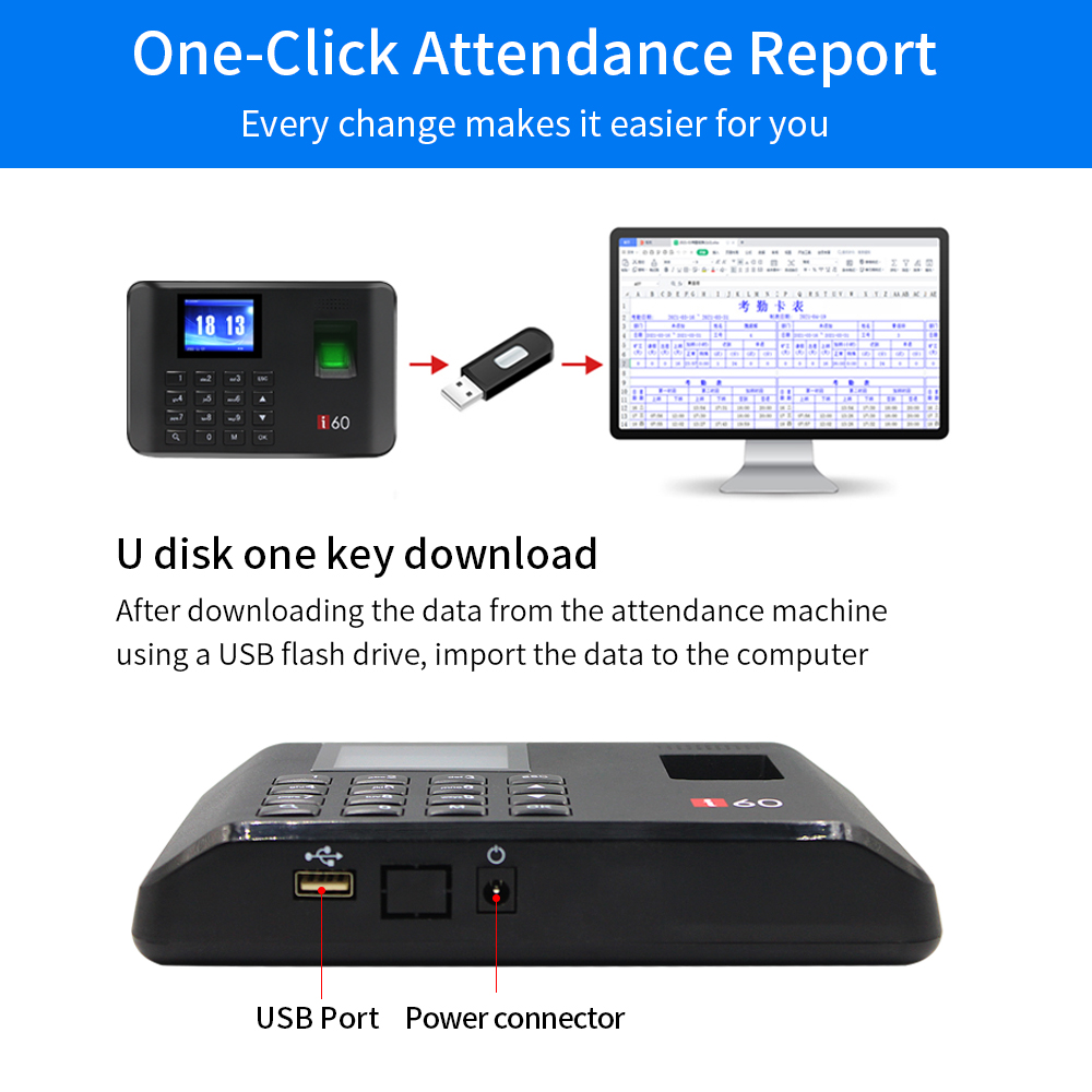 Sistema de asistencia biométrico, lector de grabadora de registro de salida de huellas dactilares USB, reloj de tiempo en los empleados, máquina de fecha, dispositivo electrónico