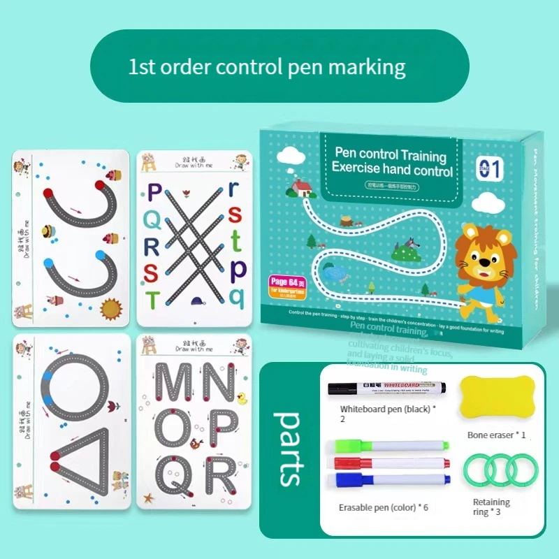 Magical Tracing Workbook ชุด Reusable Magic Practice Copybook สําหรับเด็กพร้อมปากกาวาดและยางลบการเรียนรู้การเขียนหนังสือ
