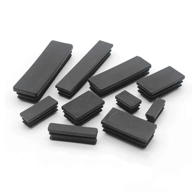 5-50Pcs Plastic Blanking End Caps 10-60mm Square Pipe Plug Black Rectangular Pipe Plug  Inserts Table Chair Furniture Foot Cover