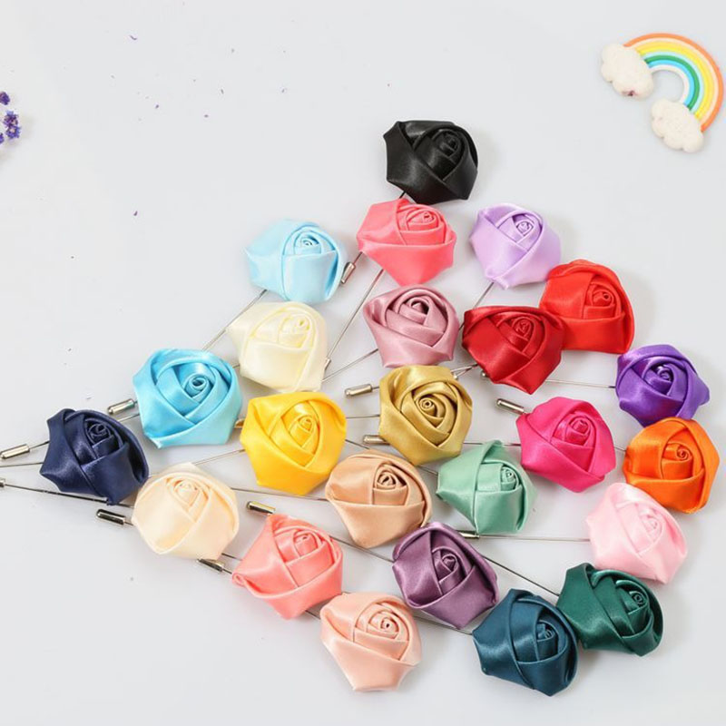 Männer Boutonnieres für Hochzeit Bräutigam Corsage Anstecknadeln Band Rosen Blume Mensuit Knopfloch Brosche Ehe Zubehör