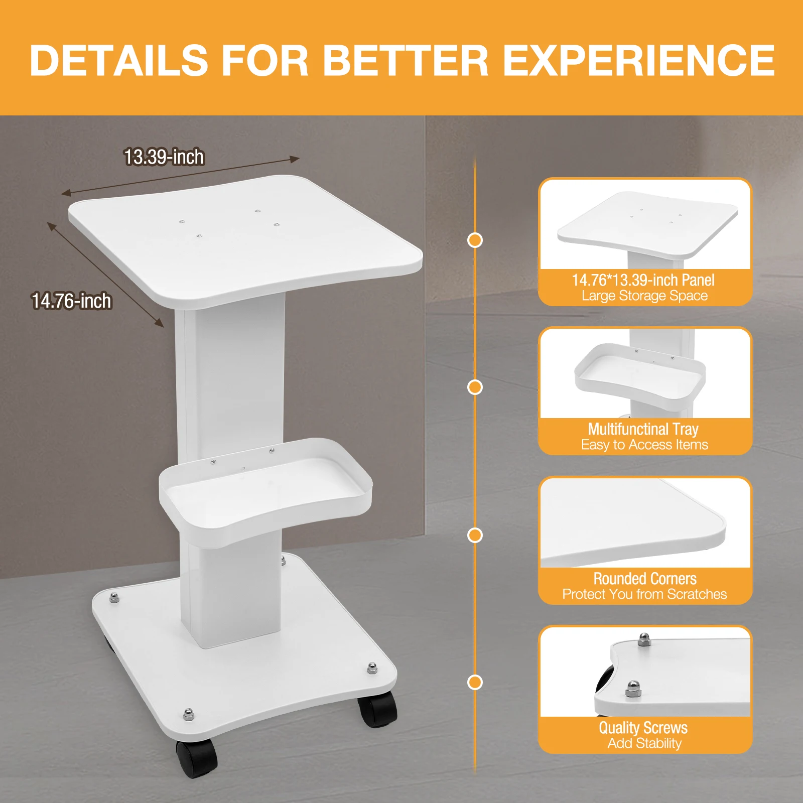 Carrello con ruote, supporto per carrello per macchina di bellezza spa per salone, carico 135 libbre, mobile per macchina per estetista con rotazione a 3 livelli per Ins