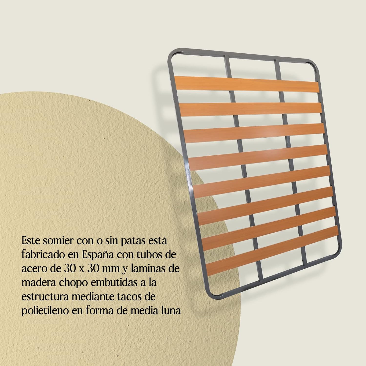 Somier Eco para Cama 90 x 190 cm Somier Sin Patas Láminas9cm y Estructura de Tubos de Acero