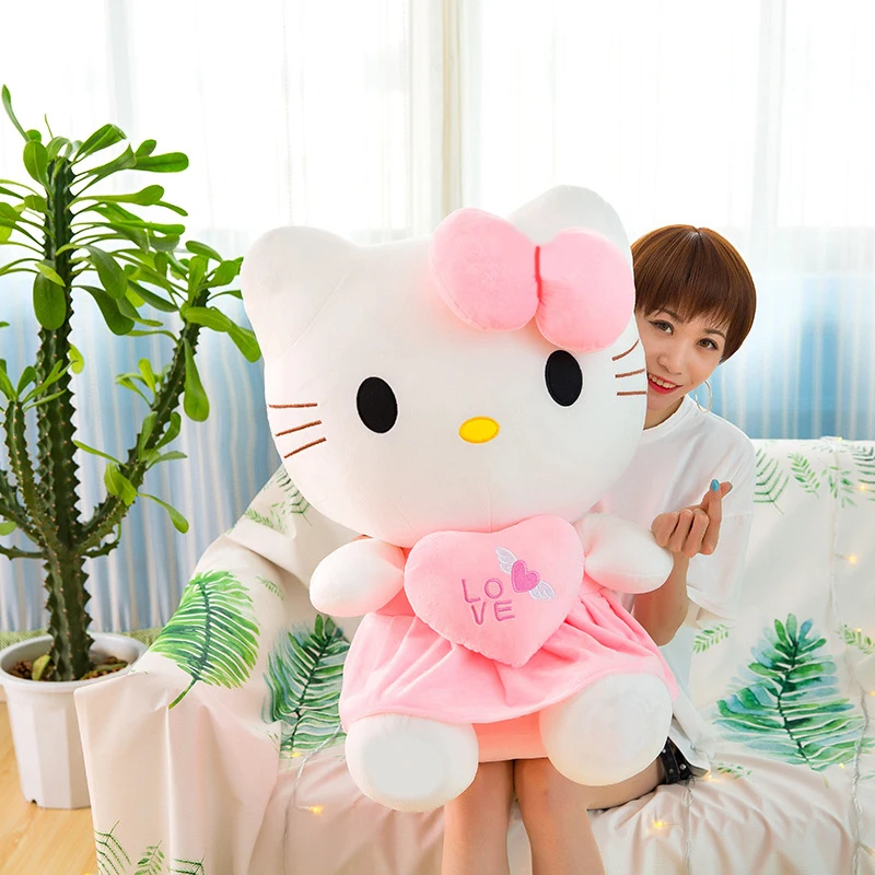 24cm kawaii anime kt gato boneca de pelúcia kt gato brinquedos de pelúcia travesseiro macio recheado bonito rosa boneca dos desenhos animados decoração presente